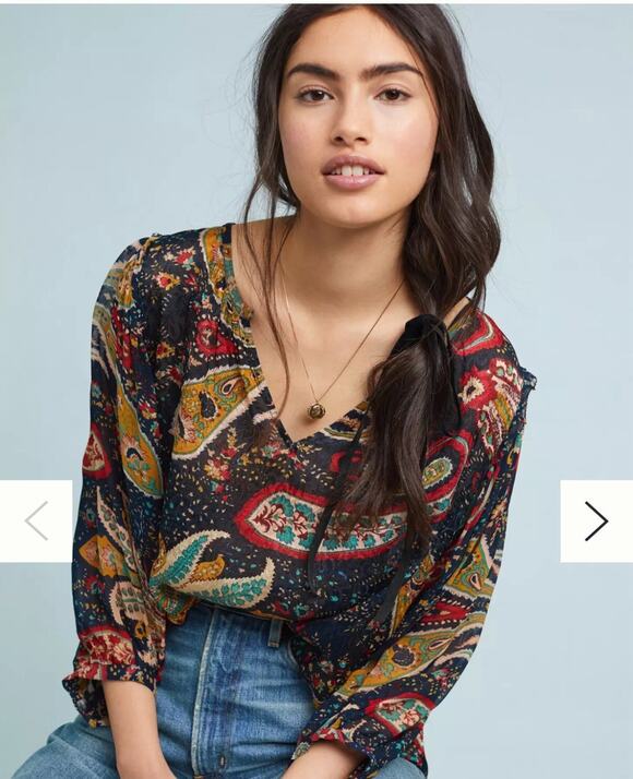 Velvet by Graham & Spencer Tops - ANTHROPOLOGIE Top Size XS Velvet by Graham & Spencer Paisley Print Knit Blouse
